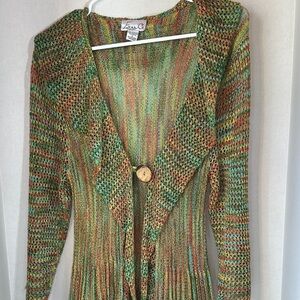 Emma g multicolor crochet duster cardigan size small